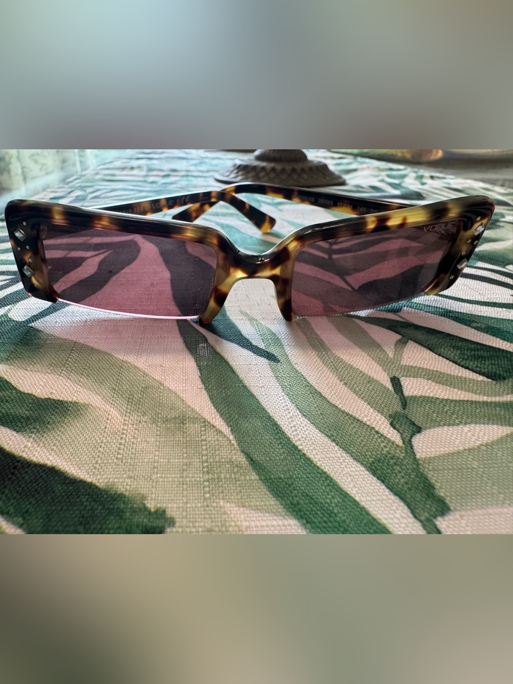 Tortoiseshell Pink/Violet Rectangle Women's Sunglasses - Vogue